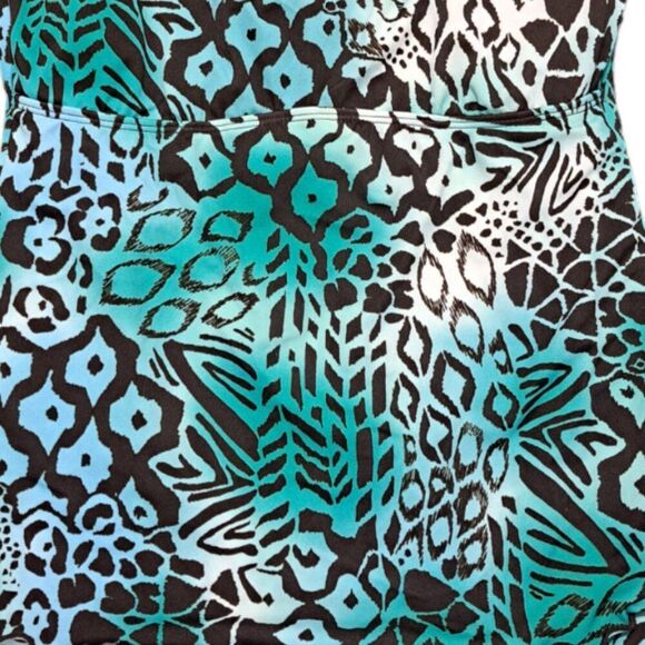 Leilani Women's Tankini Top Animal Print Blue Travel Vacation Beach Top Sz 6 - Picture 3 of 9